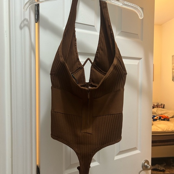 Brown Ribbed Bodysuit - Picture 3 of 5